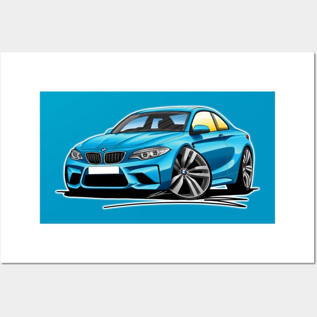 BMW M2 (F87) Blue Caricature Car Art Wall Art by y30man5